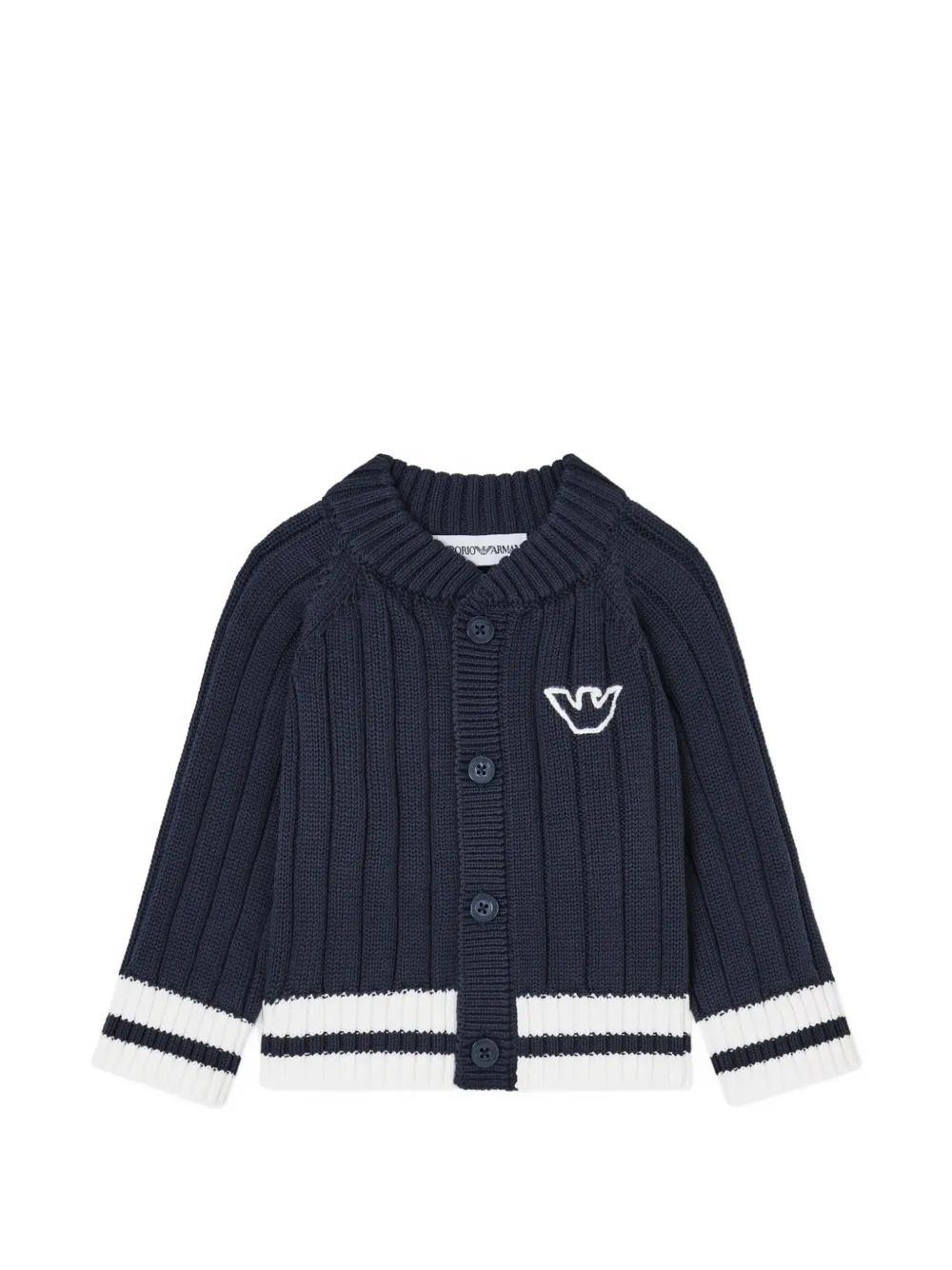 Emporio Armani Kids striped ribbed cardigan - Blu
