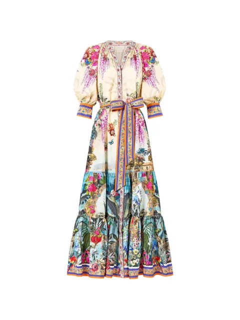 Camilla  Bodrum Botanicals tiered short sleeve dress