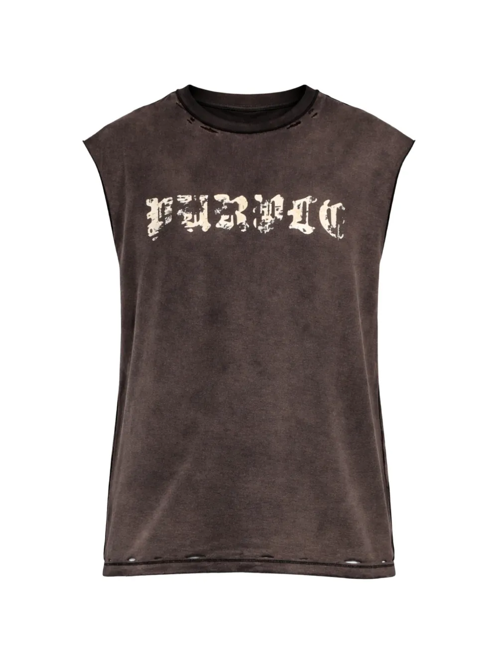 Purple Brand print sleeveless T-shirt - Marrone