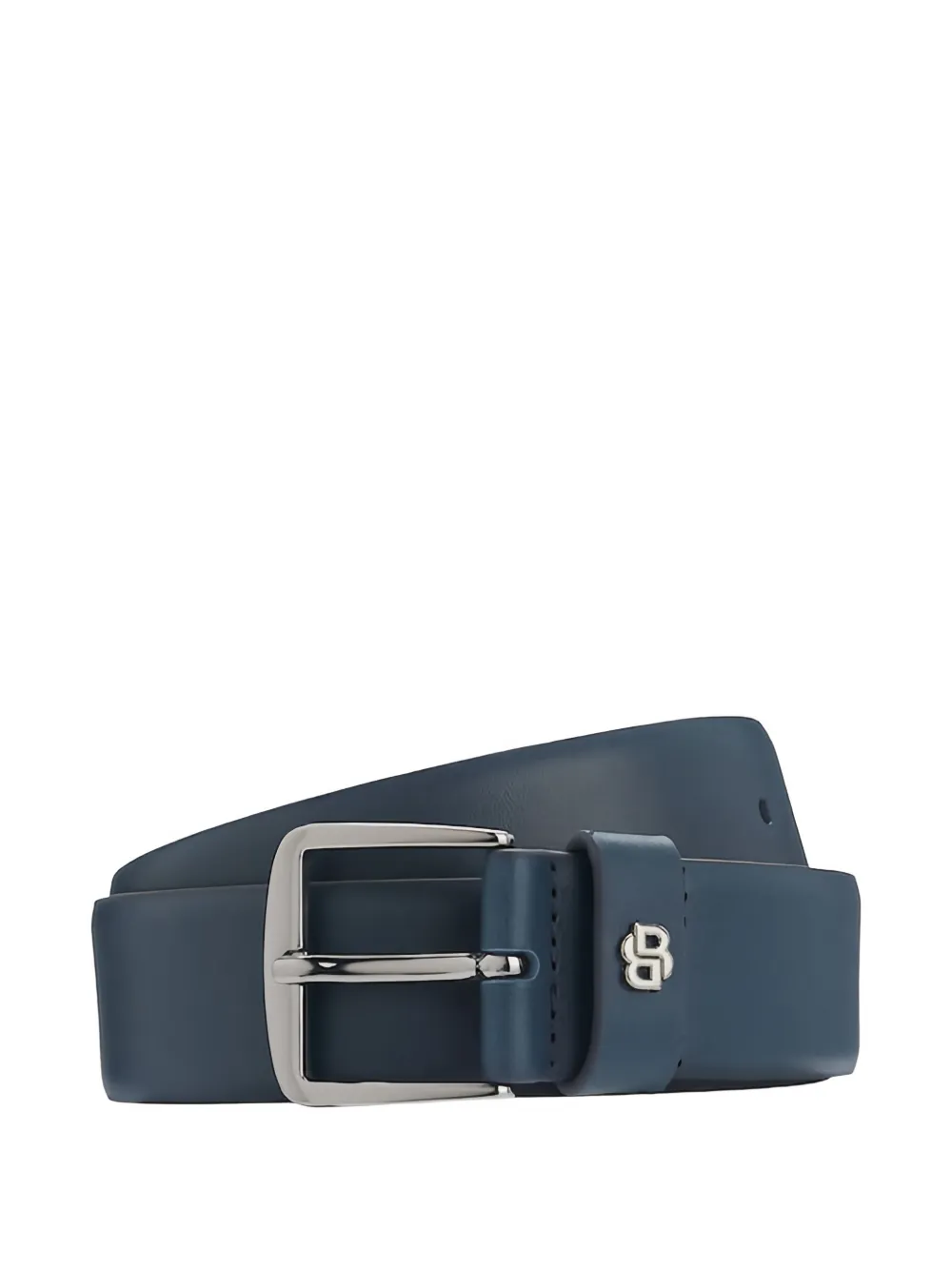 BOSS logo leather belt - Blu