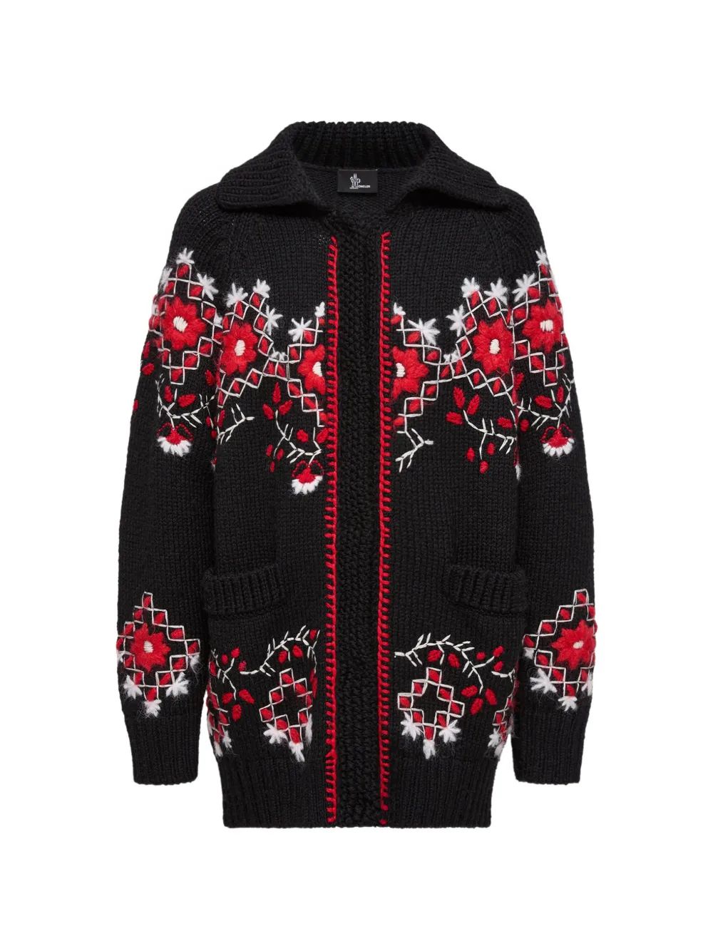 Moncler Grenoble flower-embroidered cardigan - Nero