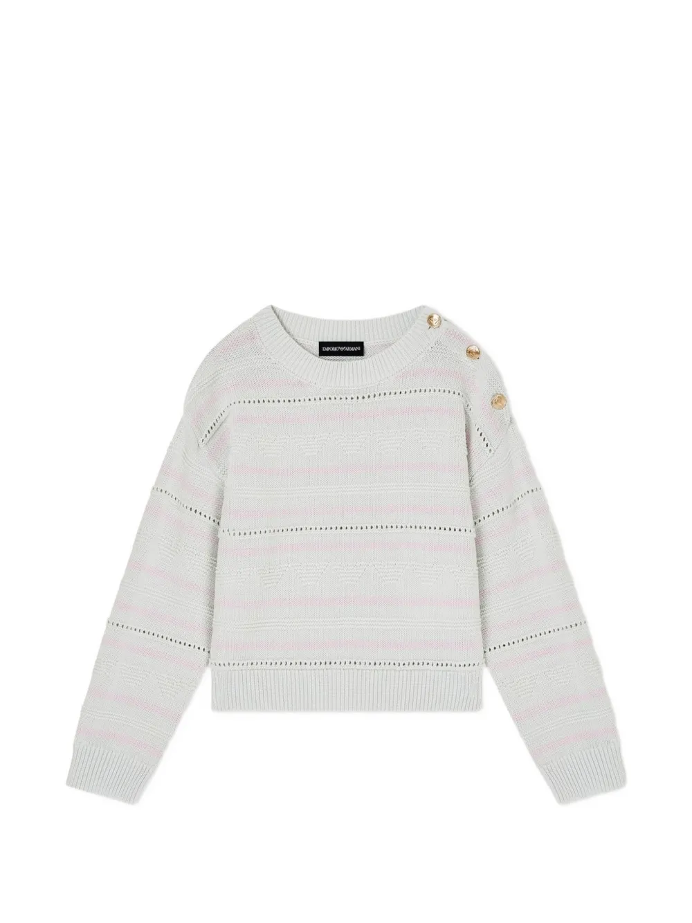 Emporio Armani Kids striped shoulder-button top - Grigio