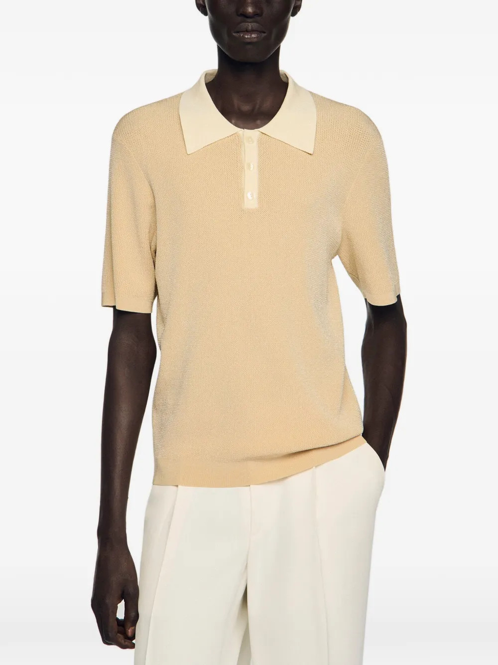 SANDRO Poloshirt met knopen Beige