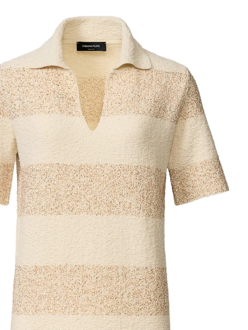 Fabiana Filippi Gestreepte jurk met kraag Beige