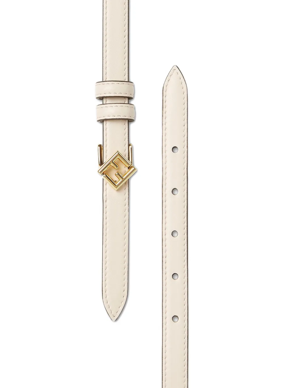  Fendi Ff Diamonds Buckle Leather Belt - Neutrals 
