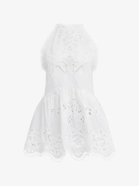 FARM Rio scallop-trim mini dress