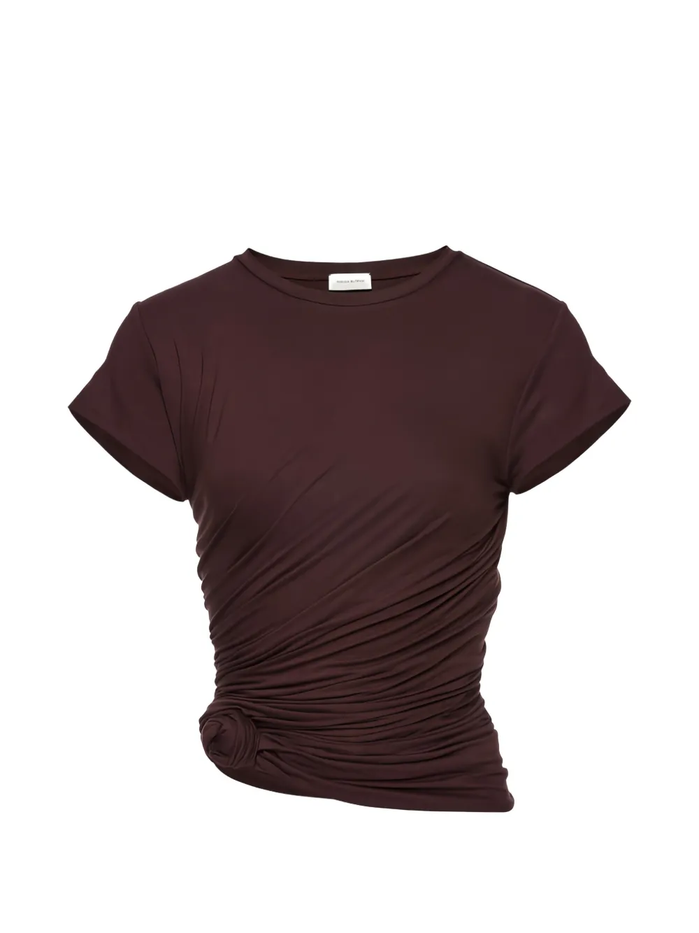 Magda Butrym side-knot draped T-shirt - Braun