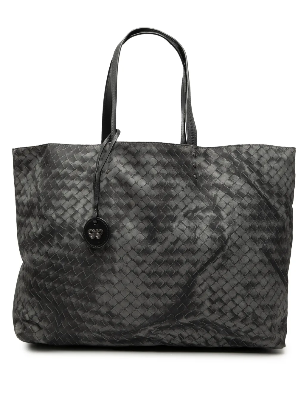 Pre-owned Bottega Veneta 2012-2025 Nylon Intrecciolusion Tote Bag In Gray