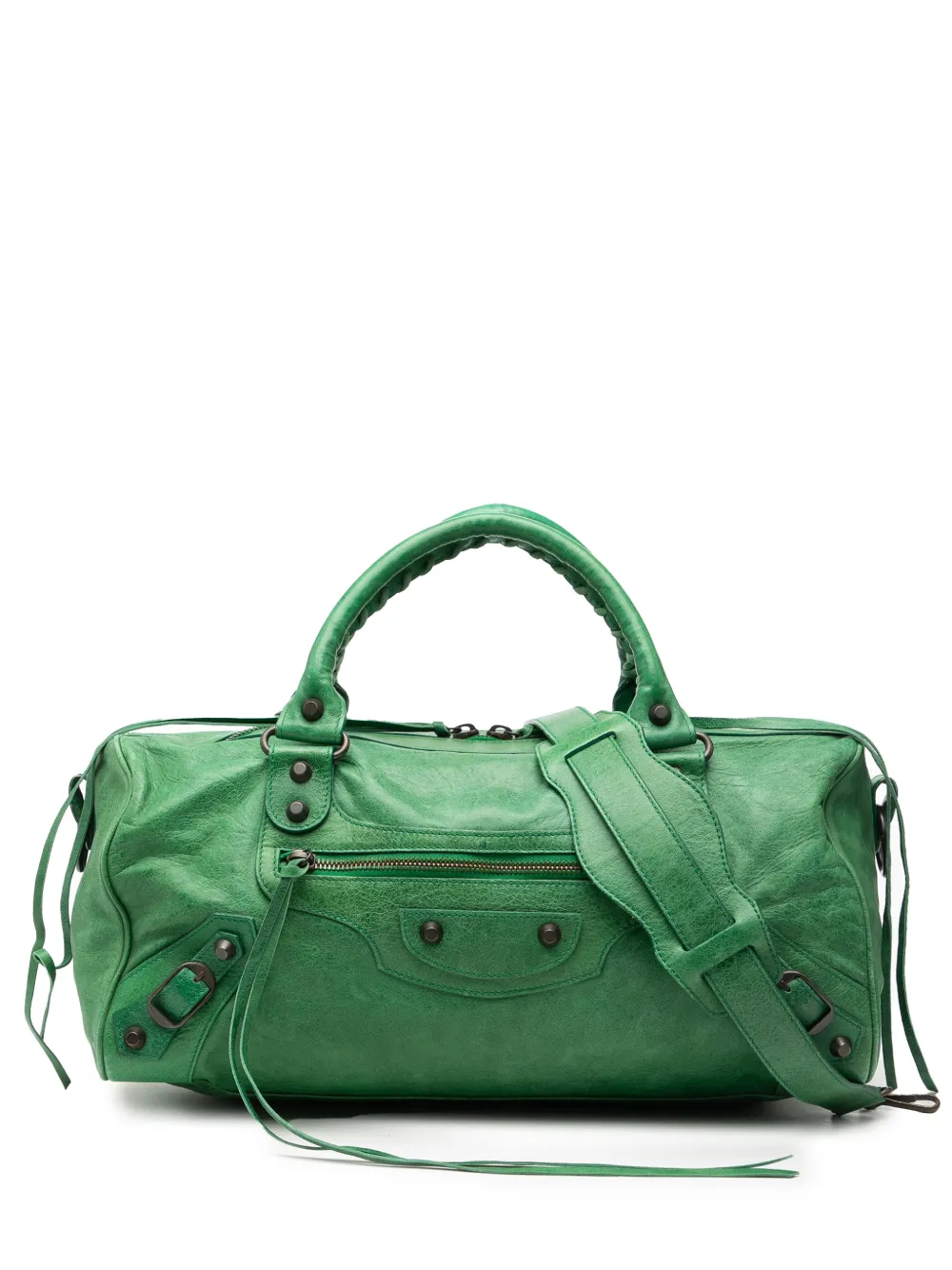 Balenciaga Pre-Owned 2010-2025 Maxi Lambskin Motocross Twiggy satchel - Verde