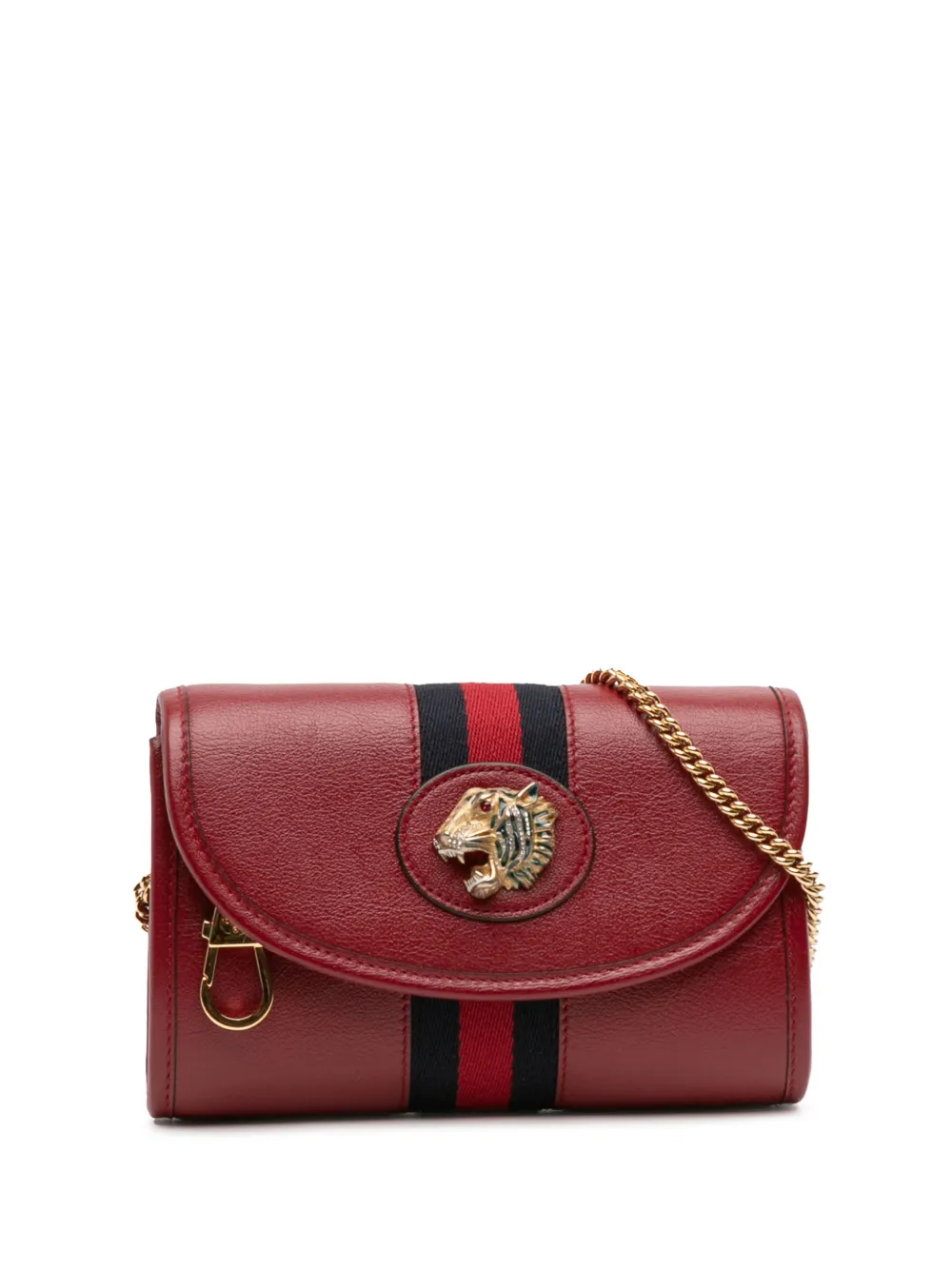 Gucci Pre-Owned 2000-2015 Mini Leather Rajah Web Chain crossbody bag - Rosso