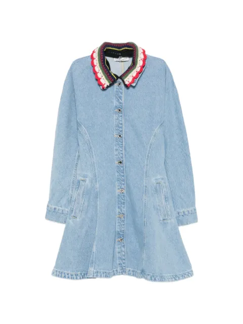 Stine Goya crochet-collar button-up mini dress