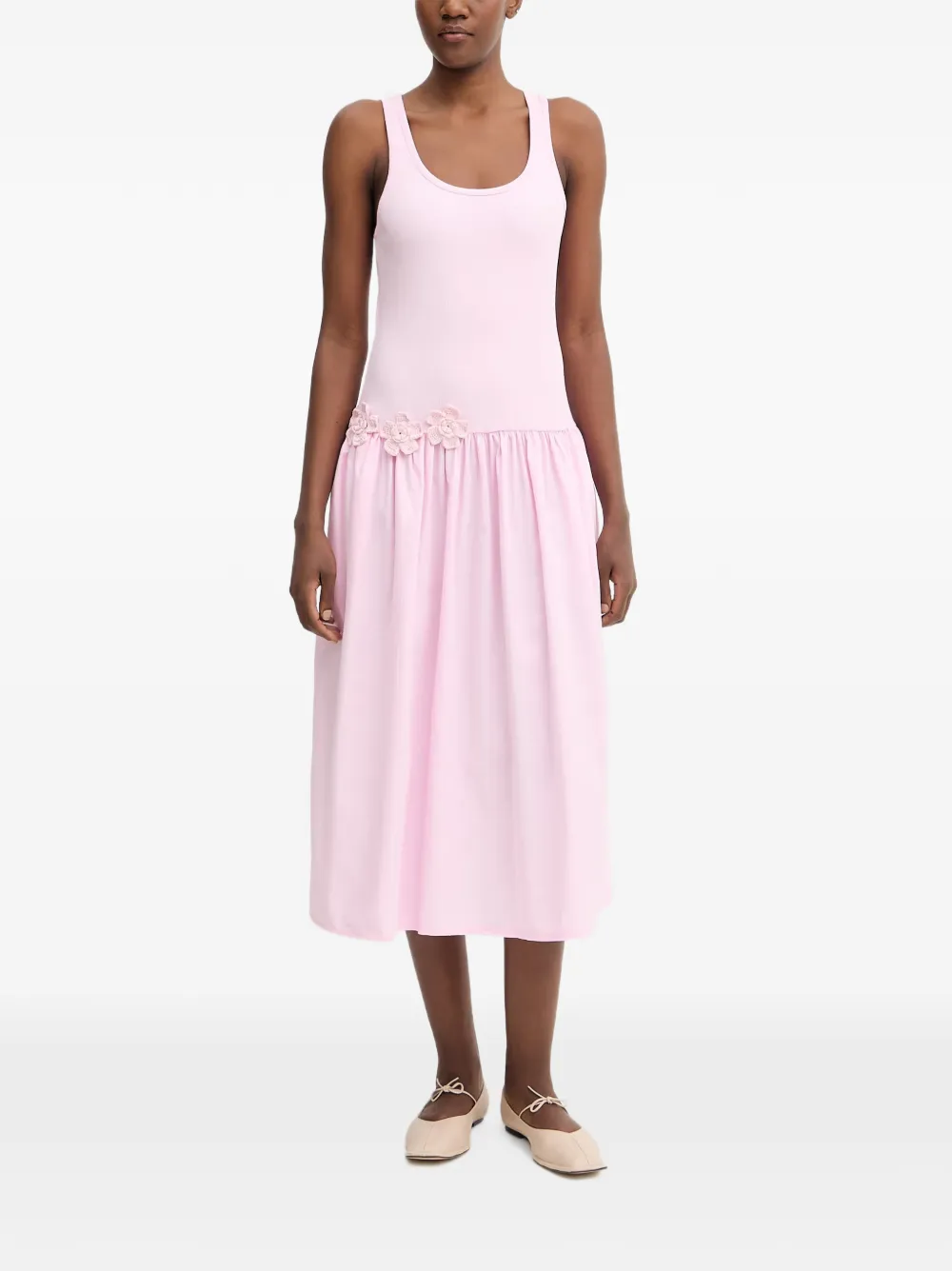 Stine Goya floral-appliqué midi dress - Rosa