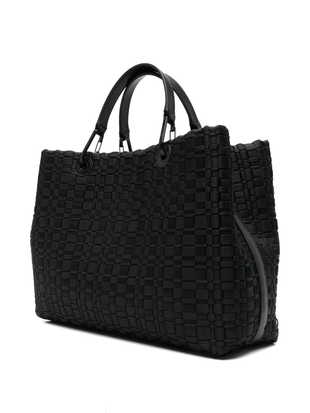 Emporio Armani Geweven shopper met handvat Zwart