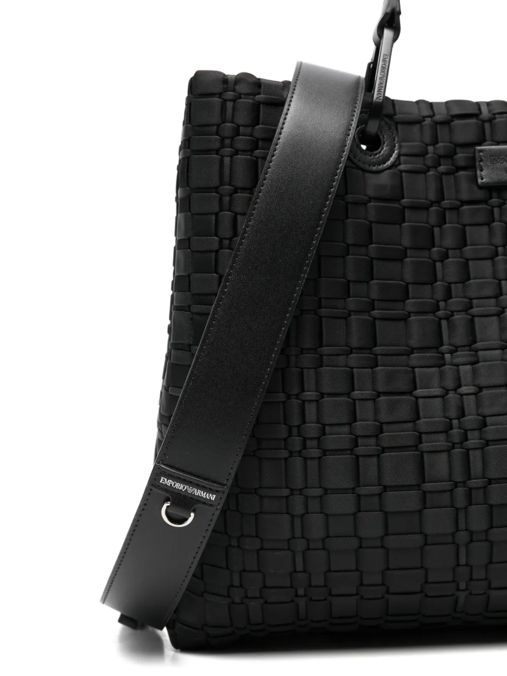 Emporio Armani Geweven shopper met handvat Zwart