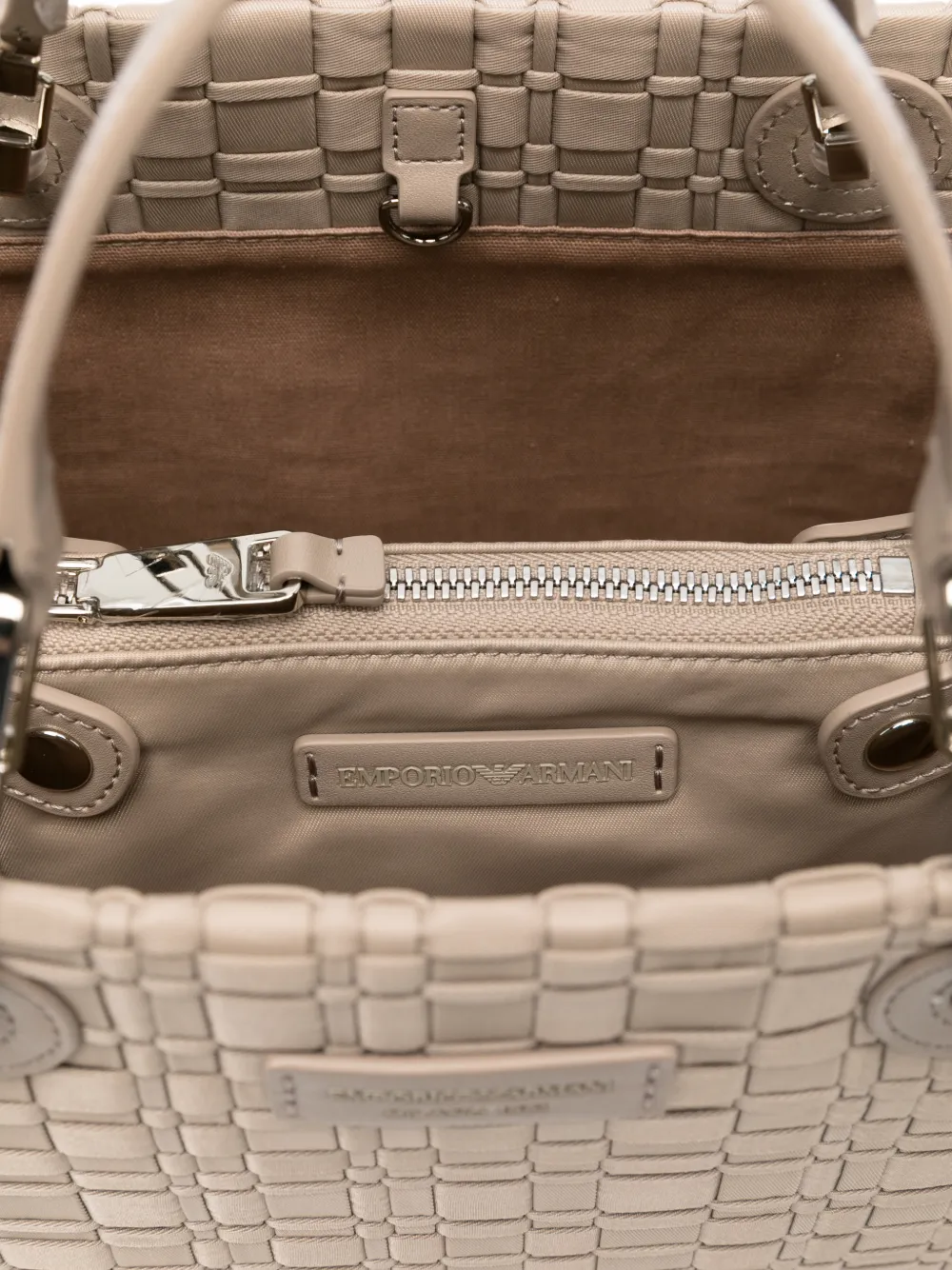 Emporio Armani Geweven shopper met handgreep Beige