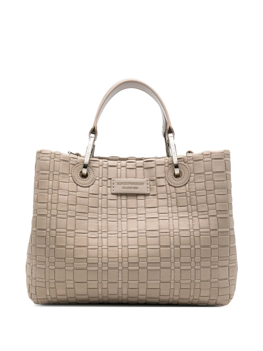 Emporio Armani woven top handle tote bag - Toni neutri