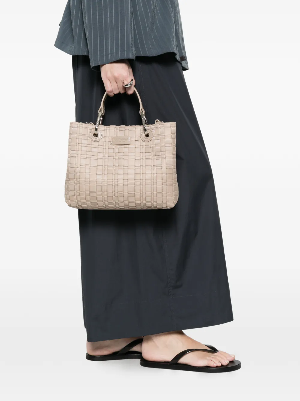 Emporio Armani Geweven shopper met handgreep Beige