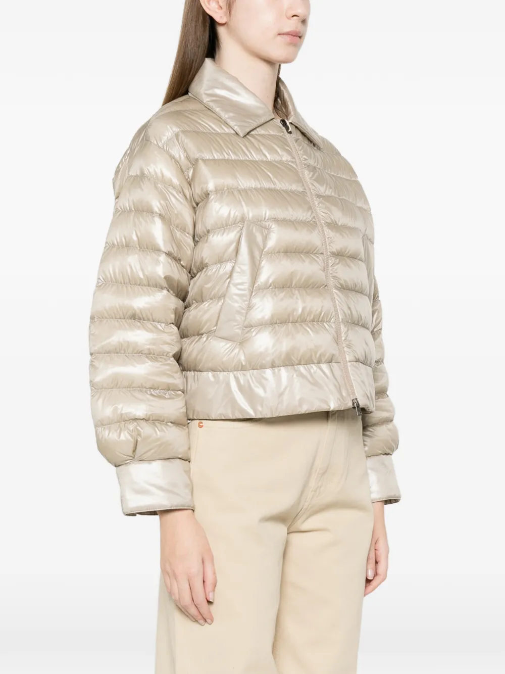 Herno Gewatteerd jack met polokraag Beige