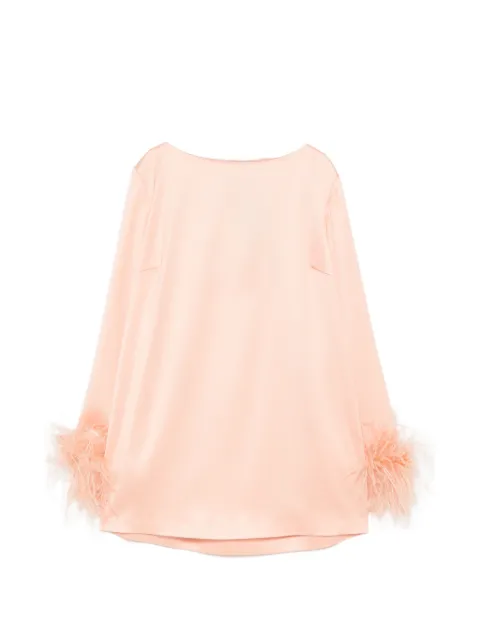TWINSET top con ribete de plumas