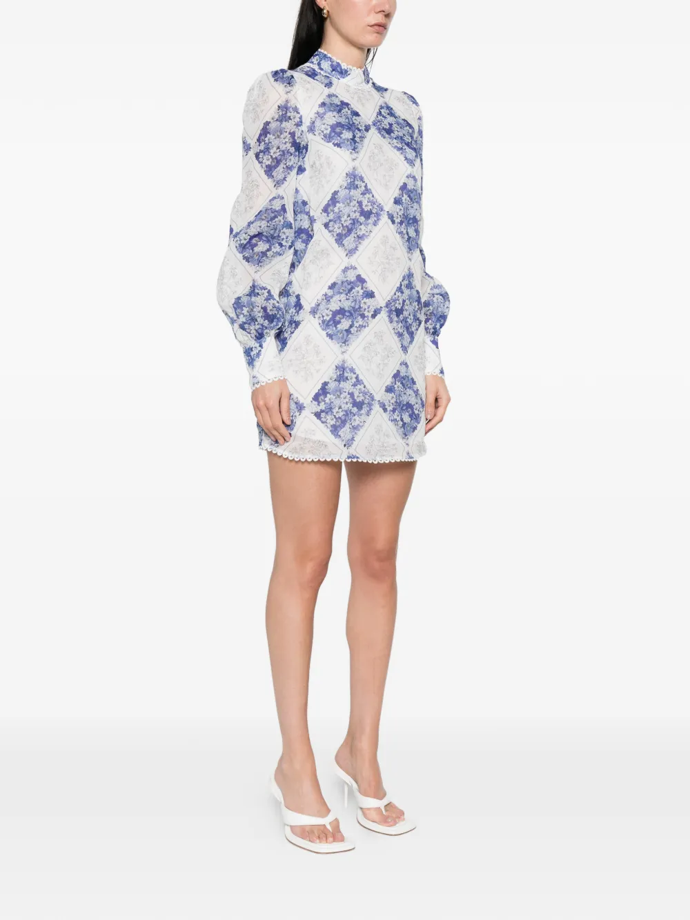 TWINSET Mini-jurk met bloemendetail en lange mouwen Blauw