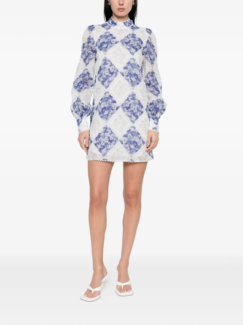 TWINSET Mini-jurk met bloemendetail en lange mouwen Blauw