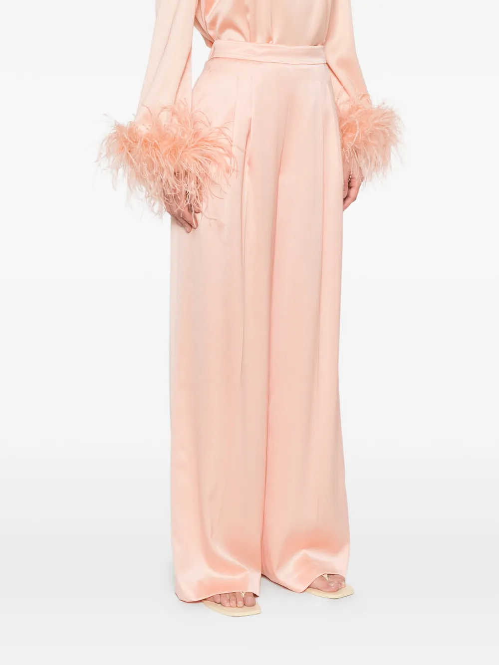 TWINSET Satijnen broek met wijde pijpen Roze