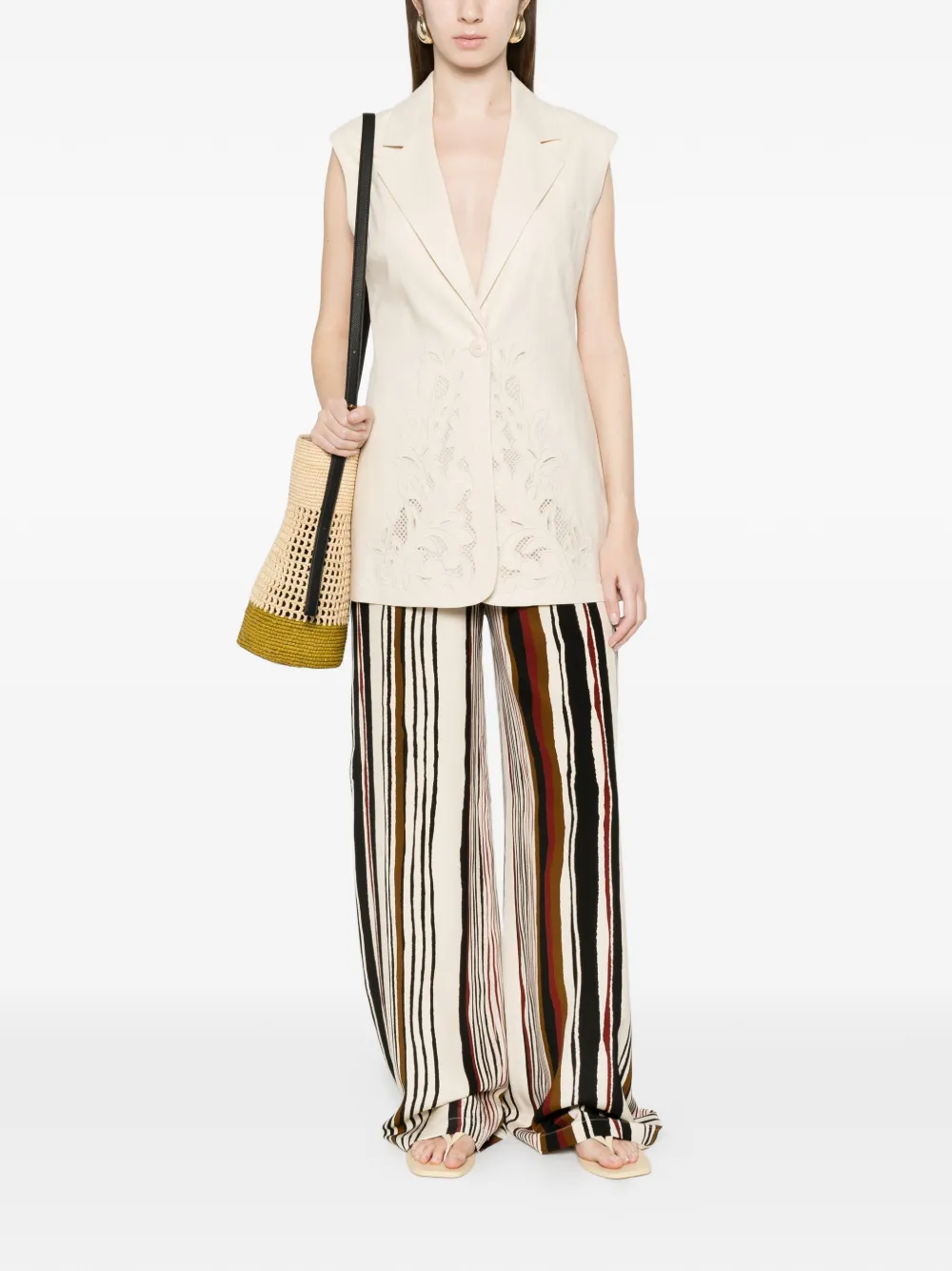  Twinset Embroidered Sleeveless Waistcoat - Neutrals 
