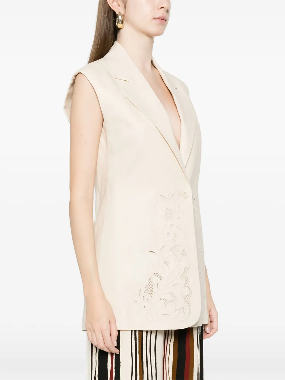  Twinset Embroidered Sleeveless Waistcoat - Neutrals 