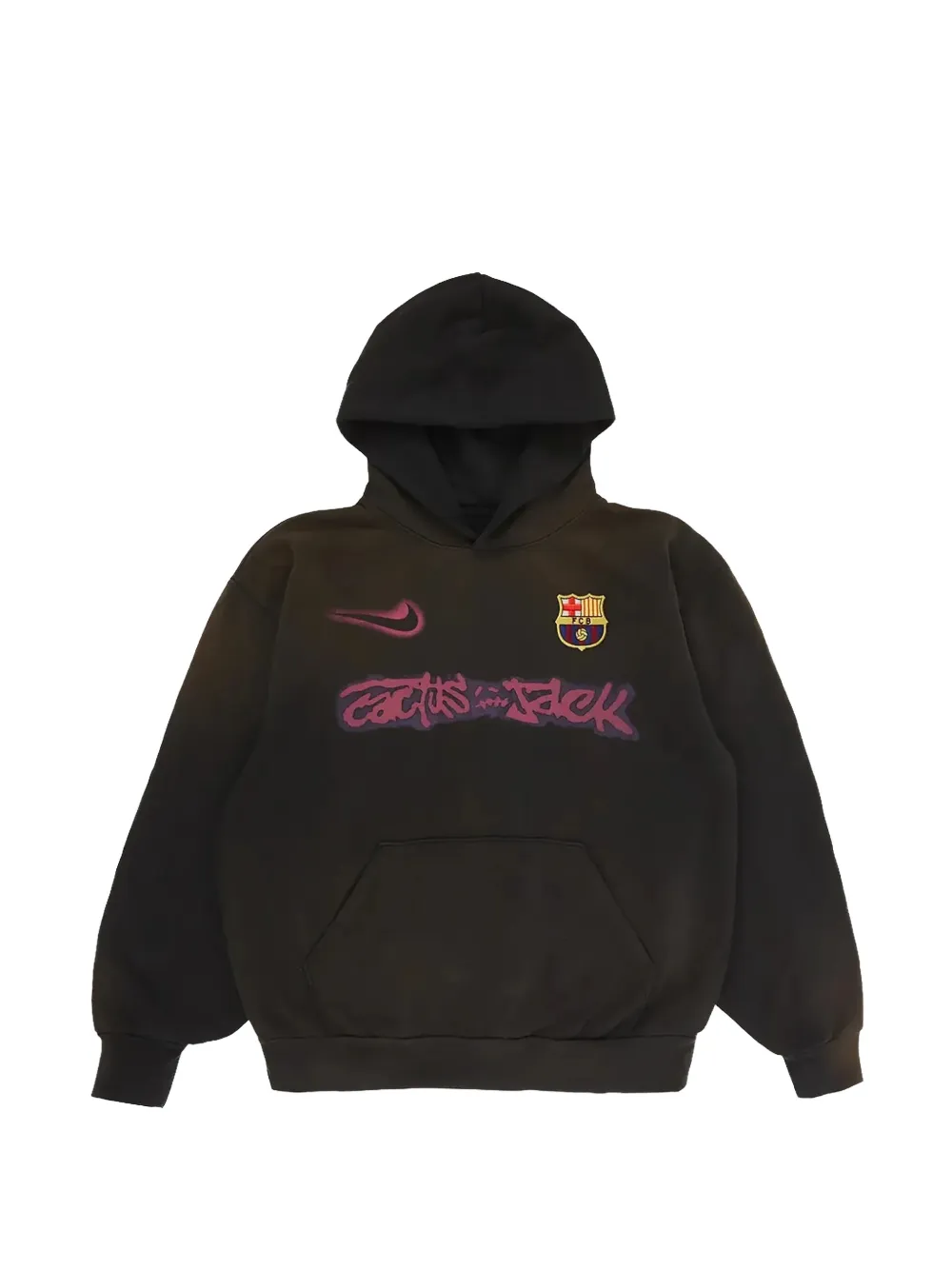 Nike x FC Barcelona x Cactus Jack split-dye crest hoodie - Marrone