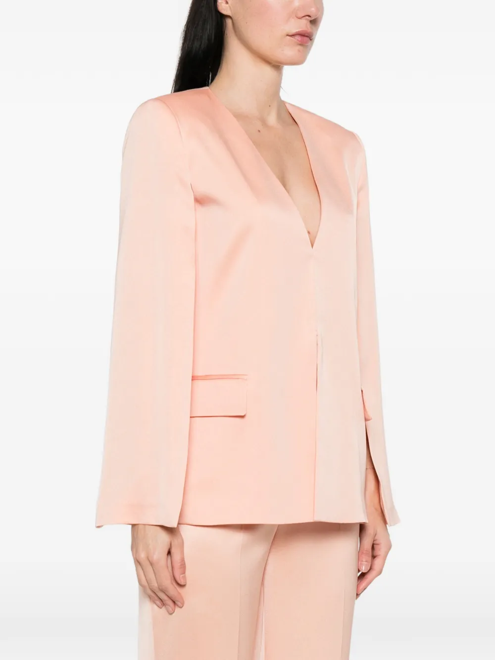  Twinset V-neck Pockets Blazer - Orange 