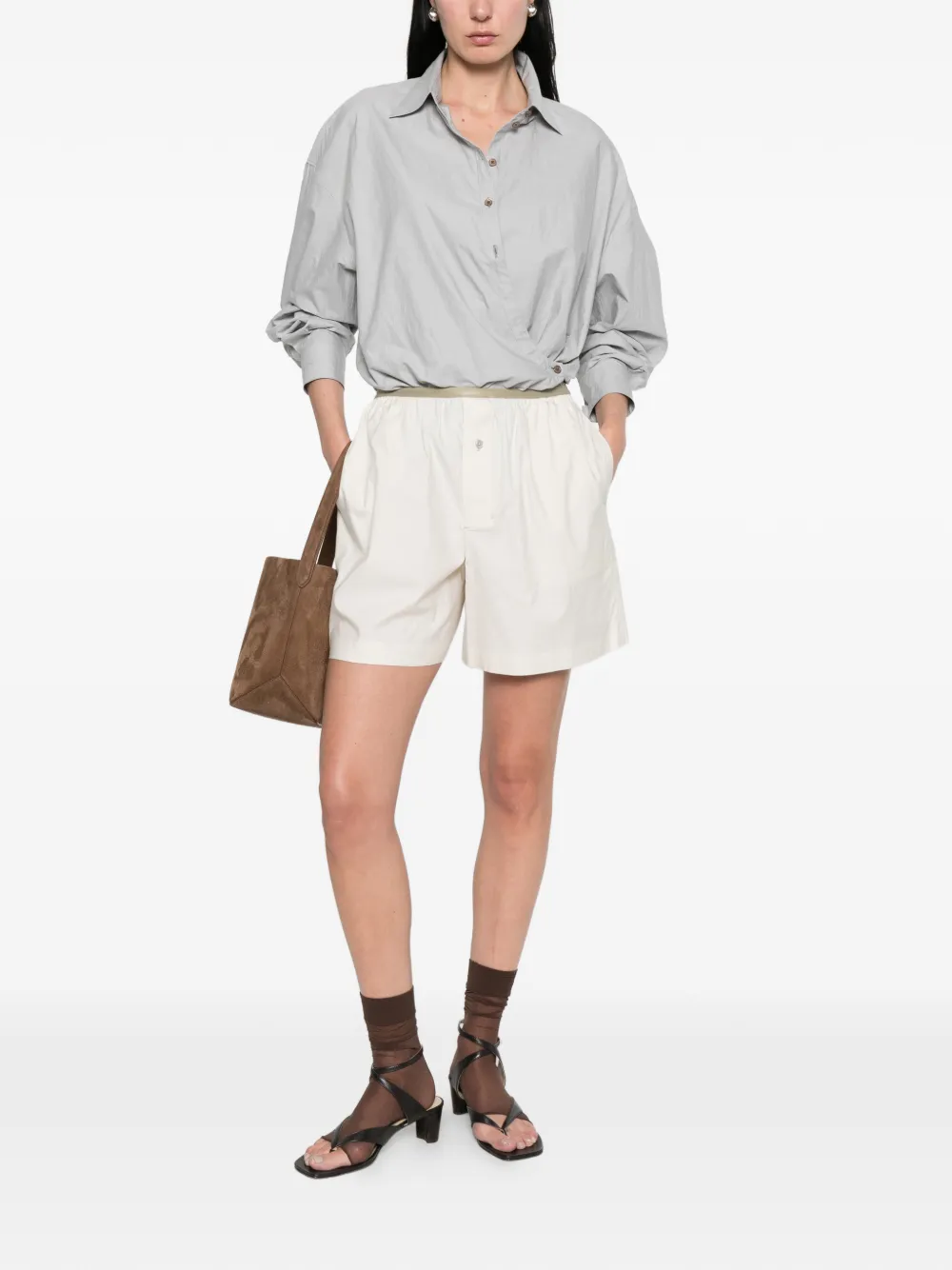  Lemaire Button-embellishment Shorts - Neutrals 