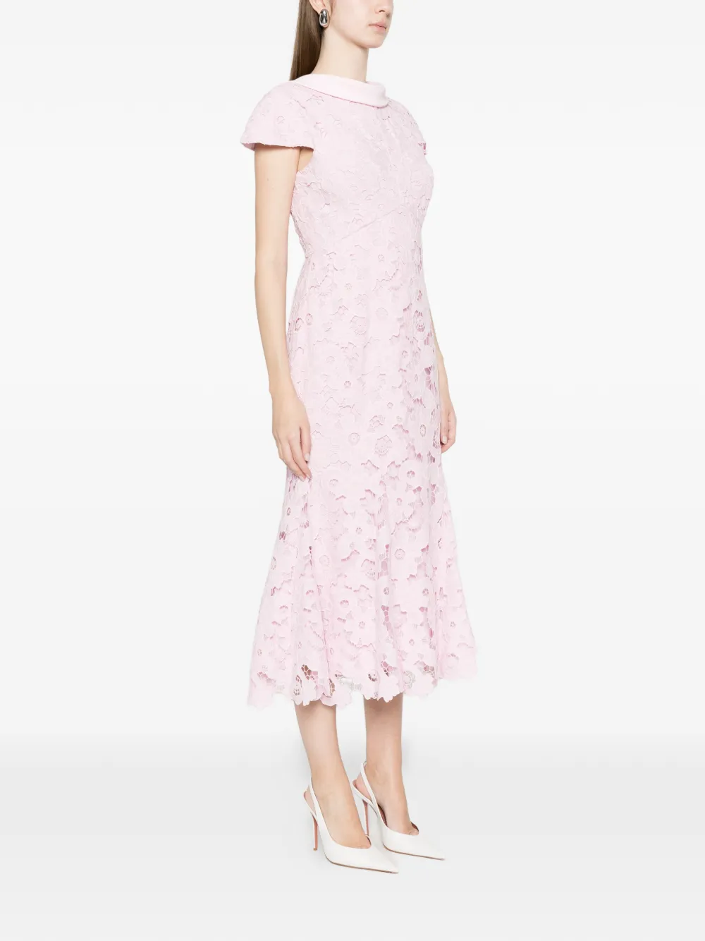  Self-portrait Lace Scoop-back Midi Dress - Pink 