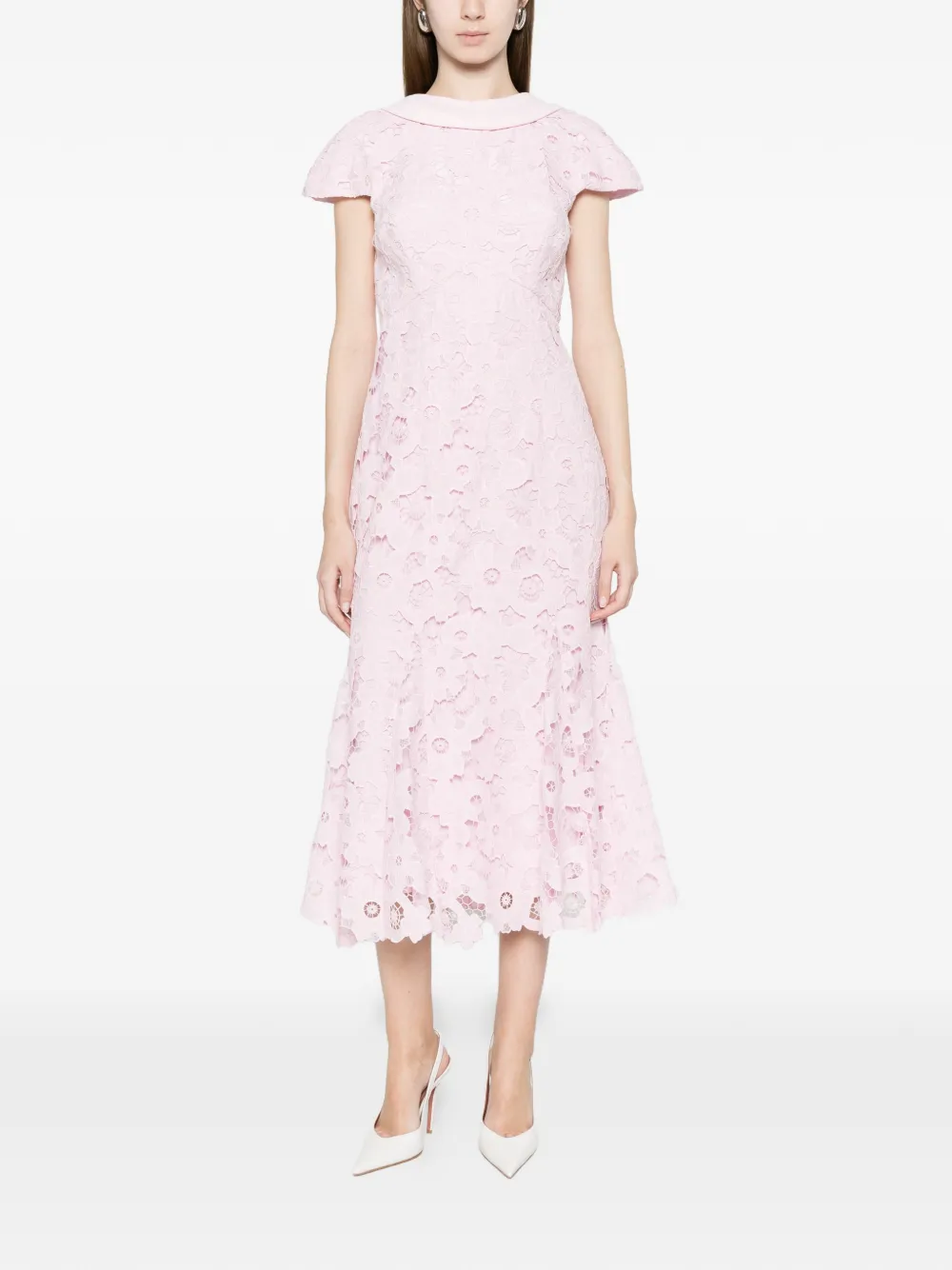  Self-portrait Lace Scoop-back Midi Dress - Pink 