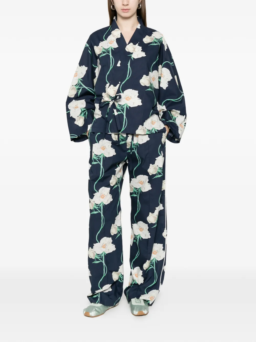  Kenzo V-neck Floral-print Shirt - Blue 