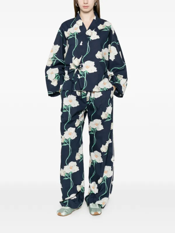 Kenzo フローラル Vネックシャツ | ブルー | FARFETCH JP