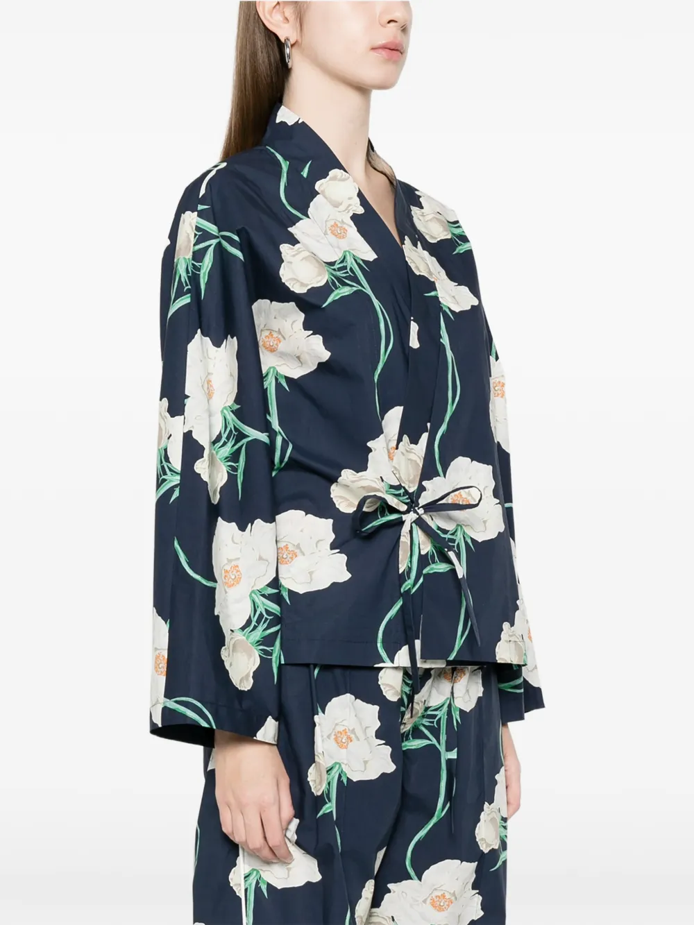  Kenzo V-neck Floral-print Shirt - Blue 