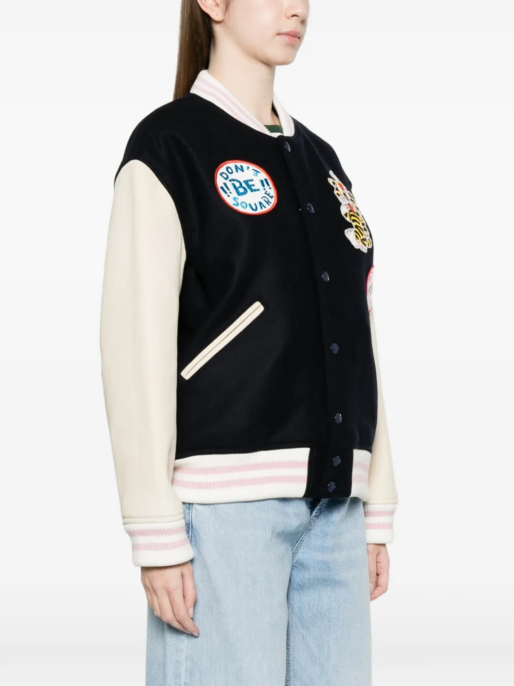  Kenzo Logo-patch Bomber Jacket - Blue 