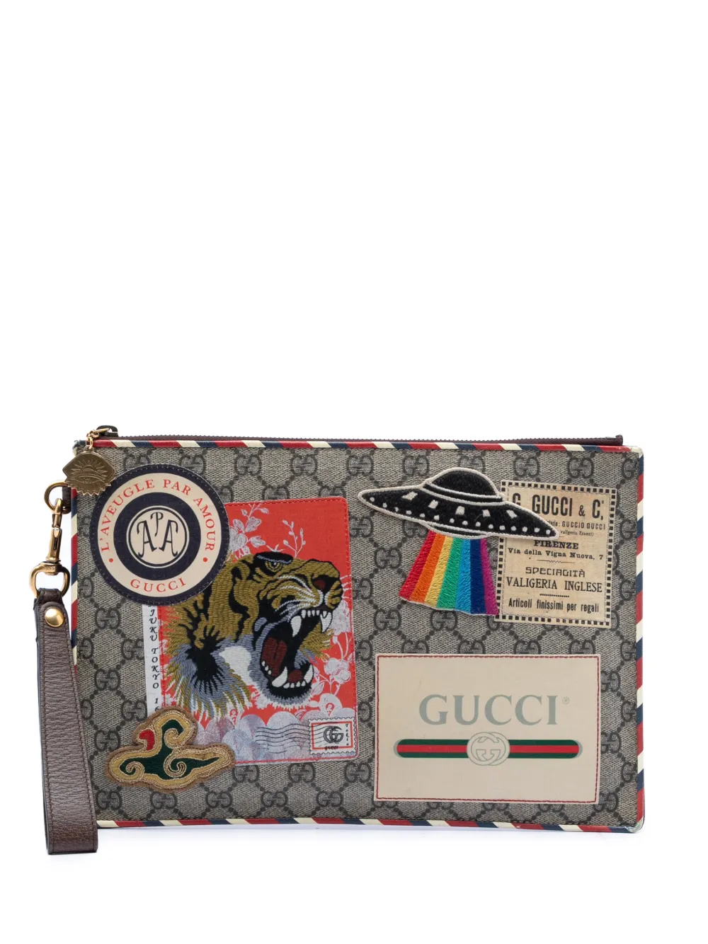 Gucci Pre-Owned 2000-2015 GG Supreme Courrier clutch bag - Marrone