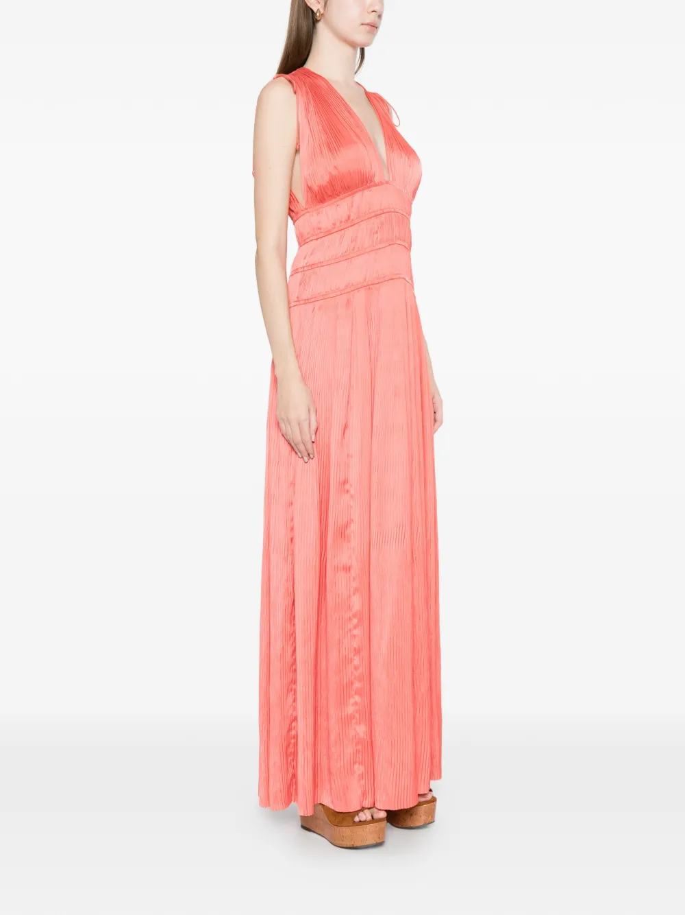 Tasneem Tie-Straps V-Neck Midi Dress
