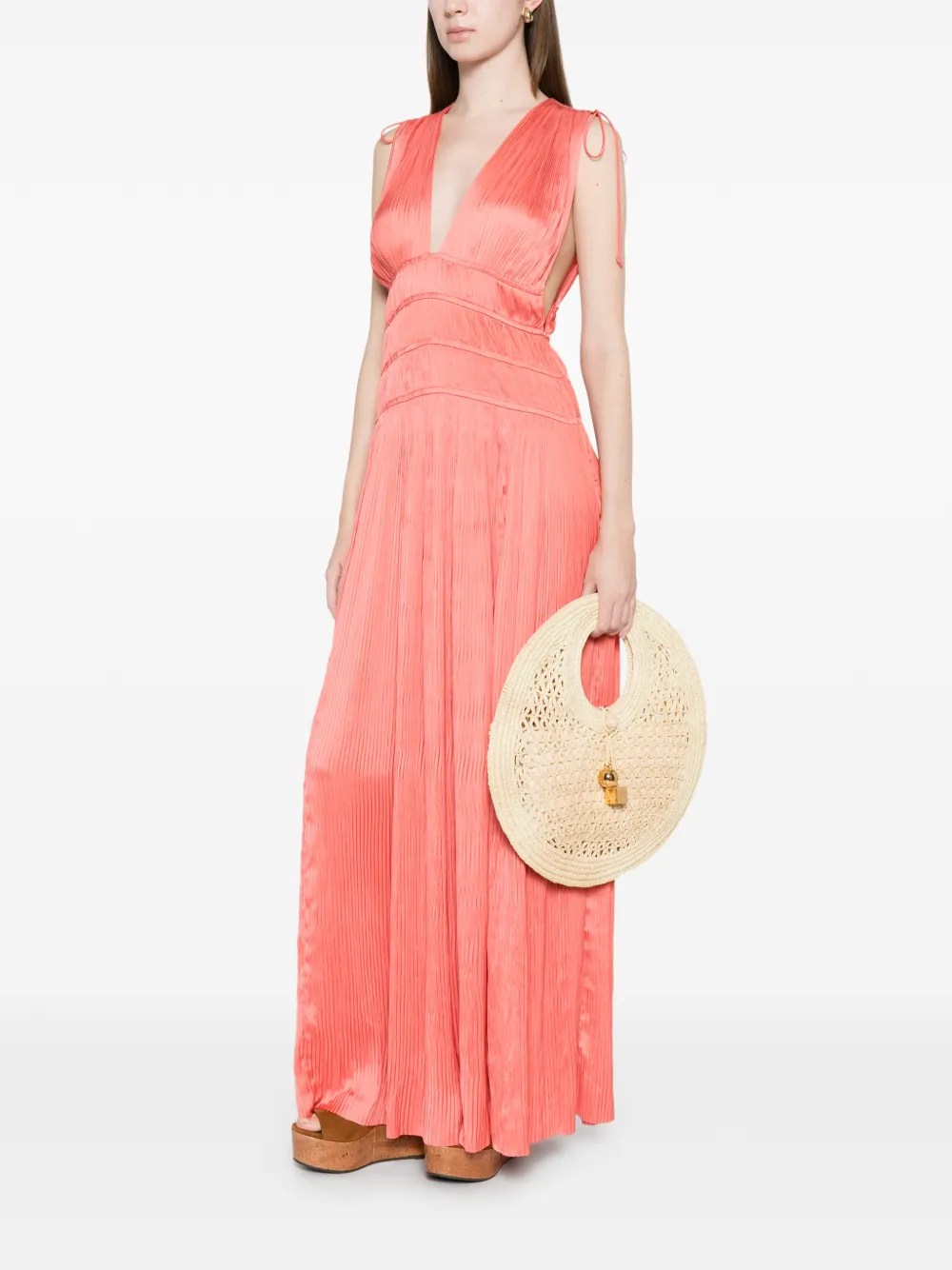 Tasneem Tie-Straps V-Neck Midi Dress