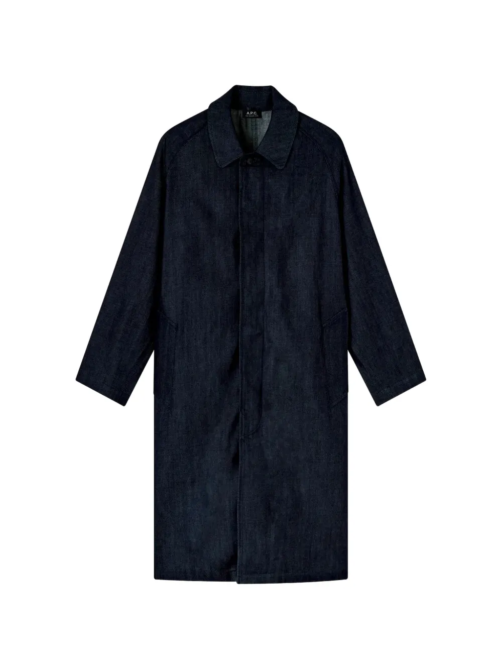 Apc Collared Denim Coat In Blue