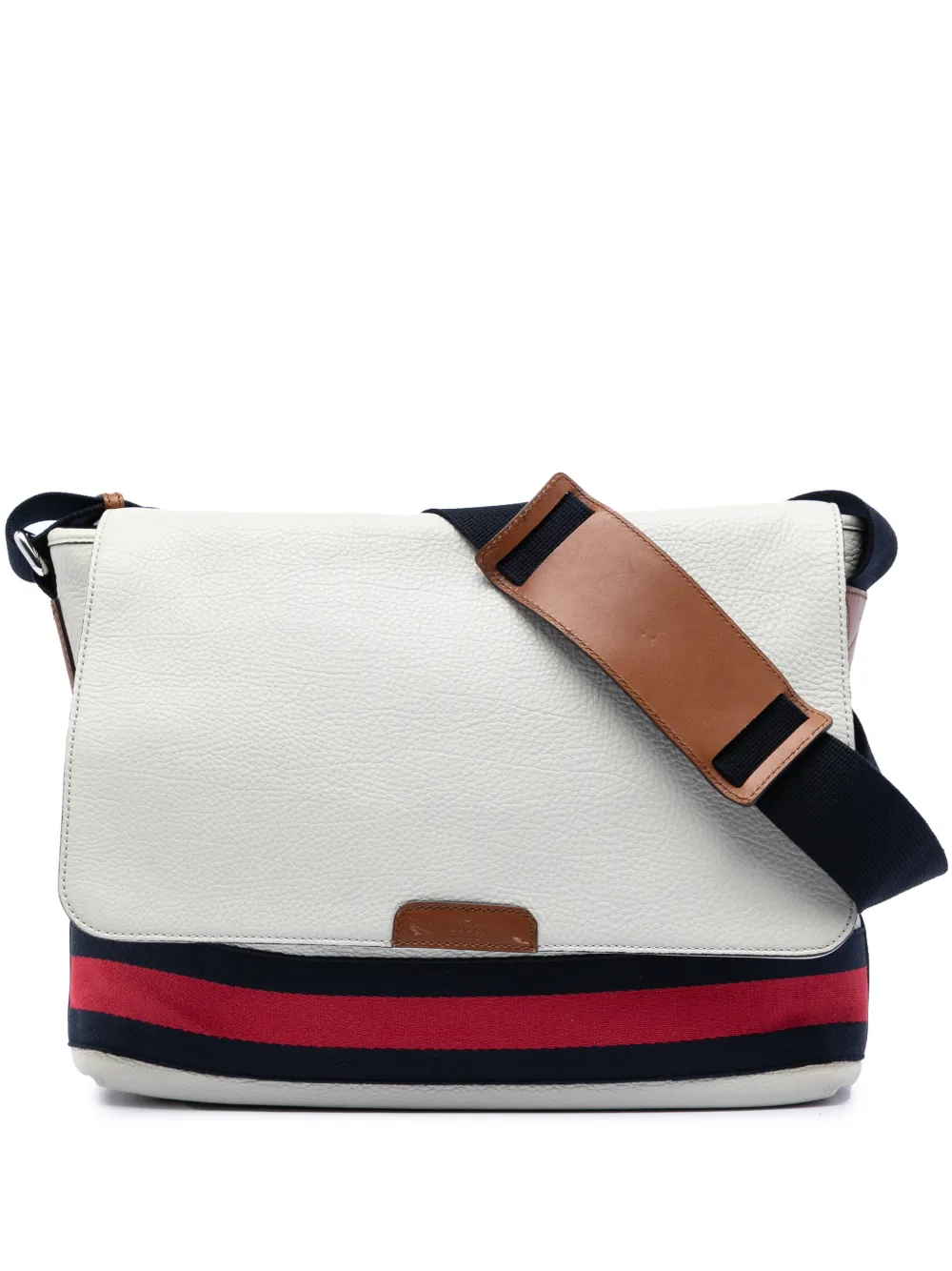 Gucci Pre-Owned 2016-2026 Leather Web Messenger Bag crossbody bag - Bianco