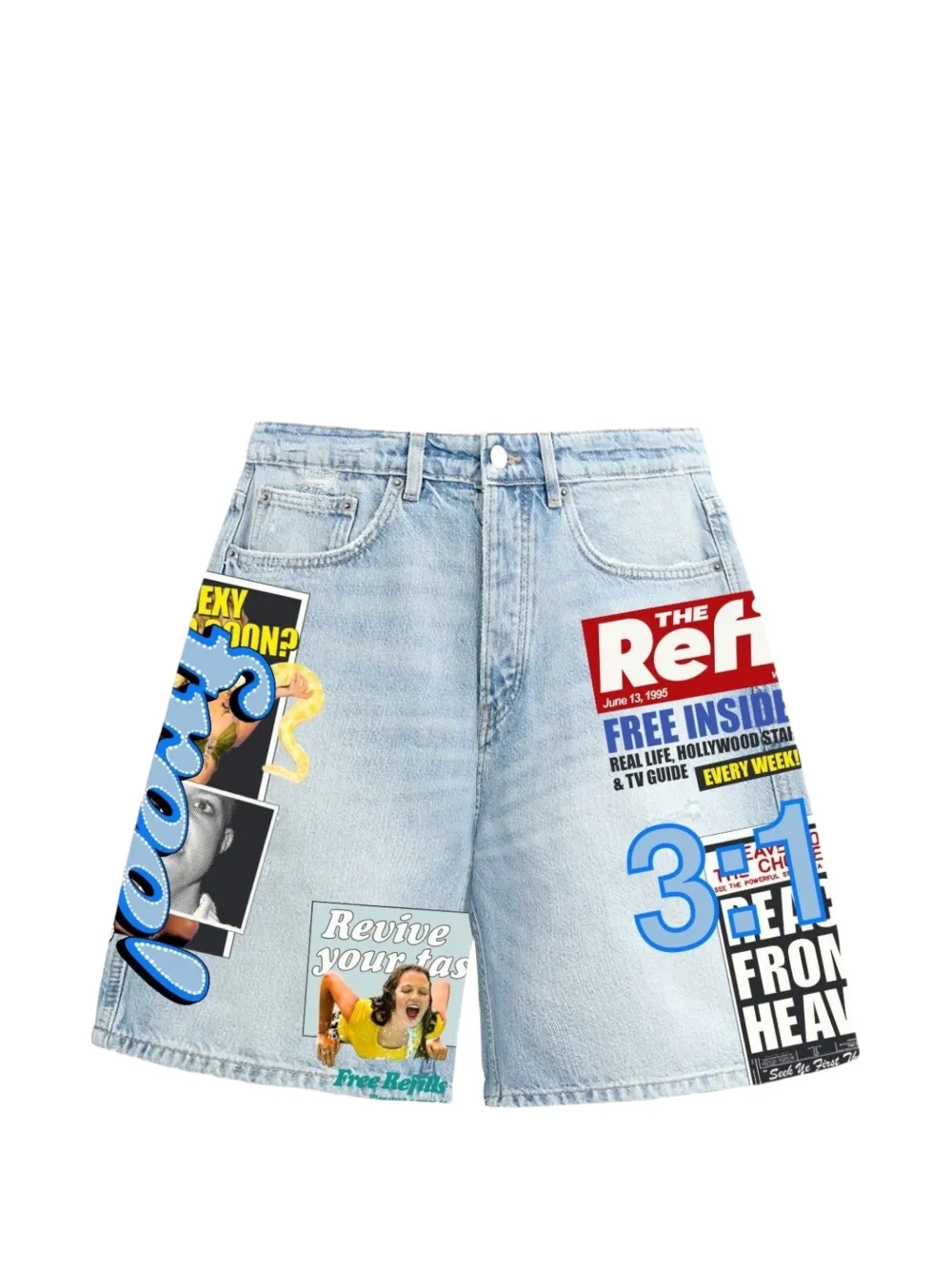 Free Refills graphic-print denim shorts - Blau