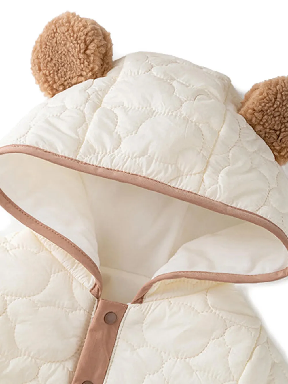 Cozy Crew Club Bear Hooded Romper - Neutrals 