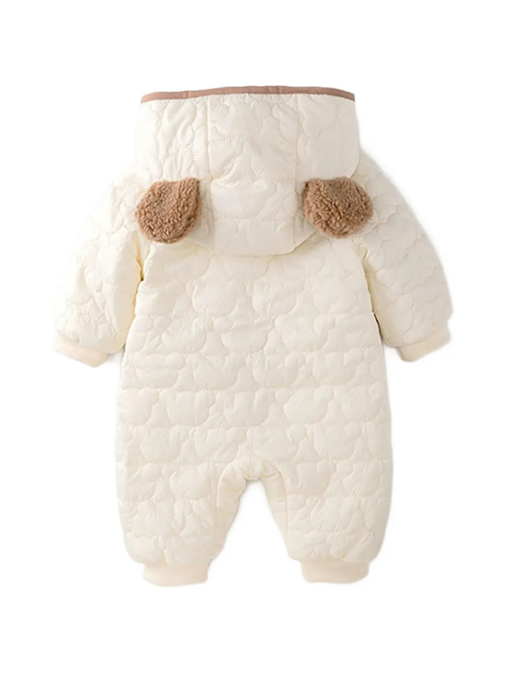  Cozy Crew Club Bear Hooded Romper - Neutrals 