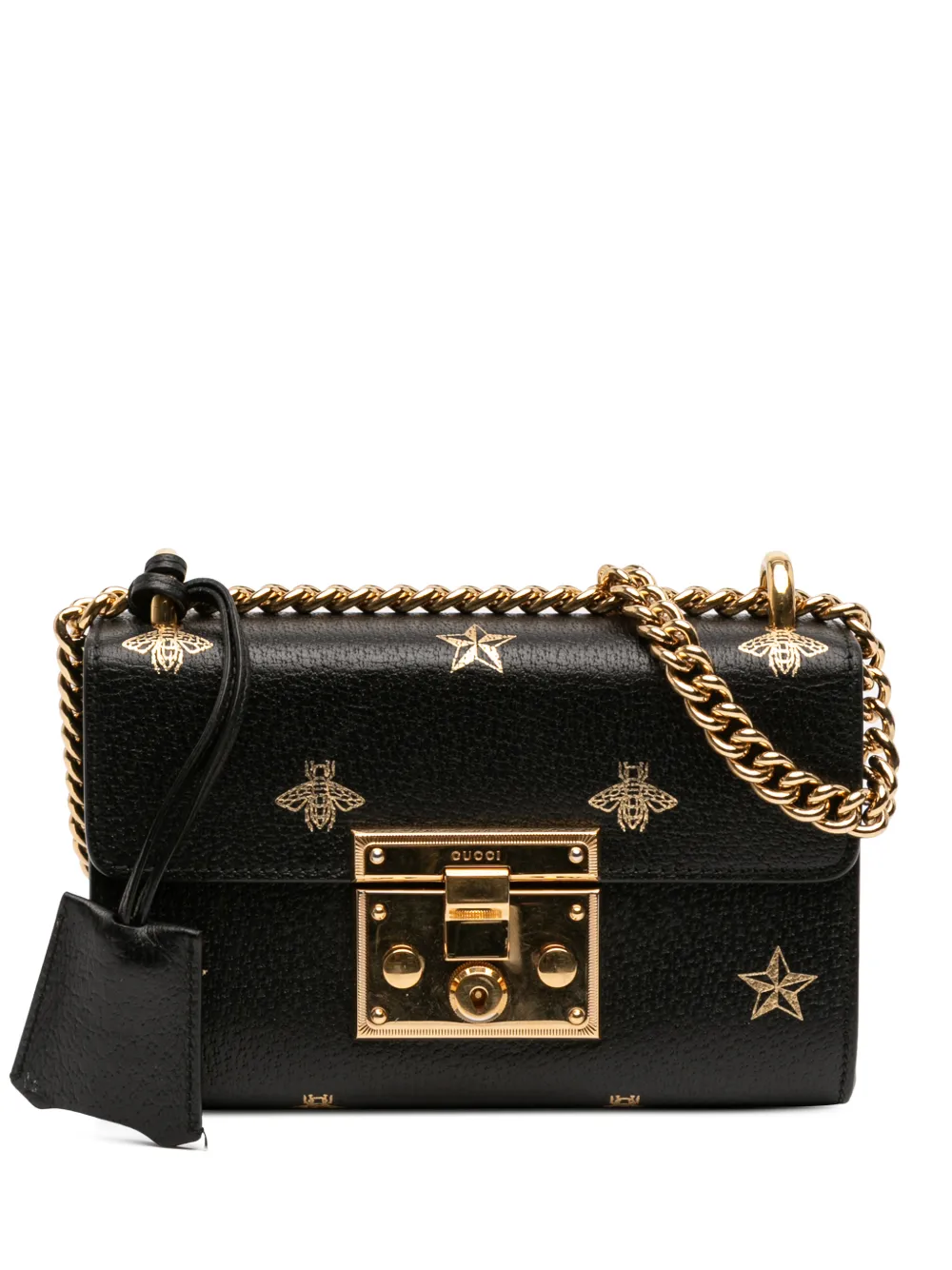 Gucci Pre-Owned 2016-2025 Small Leather Bee Star Padlock crossbody bag - Nero
