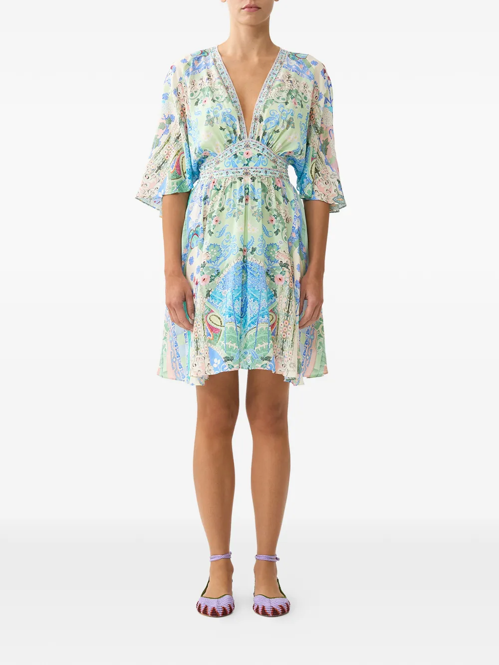 Camilla floral-print mini dress - Verde