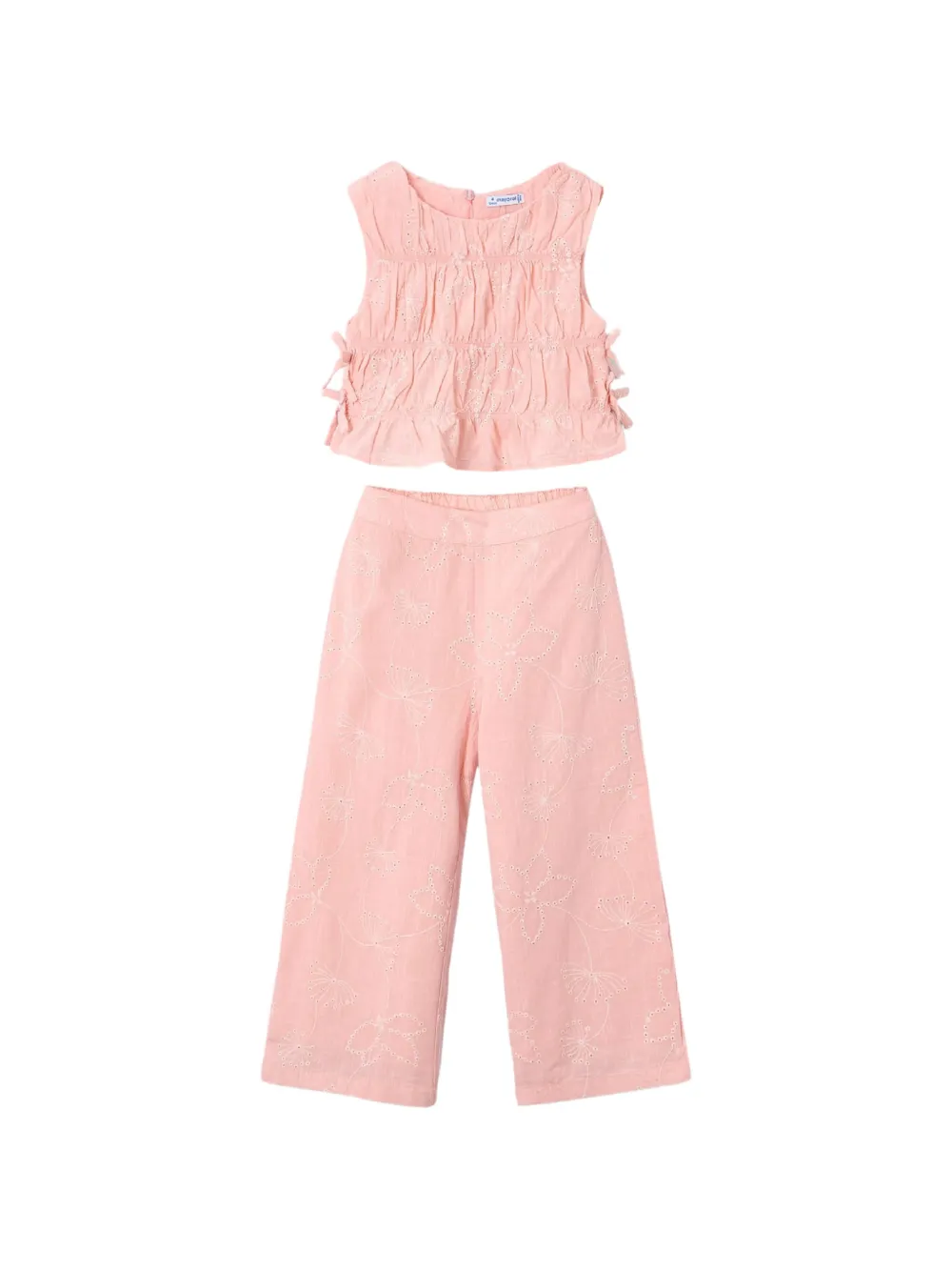 Mayoral round-neck sleveless trousers set - Rosa