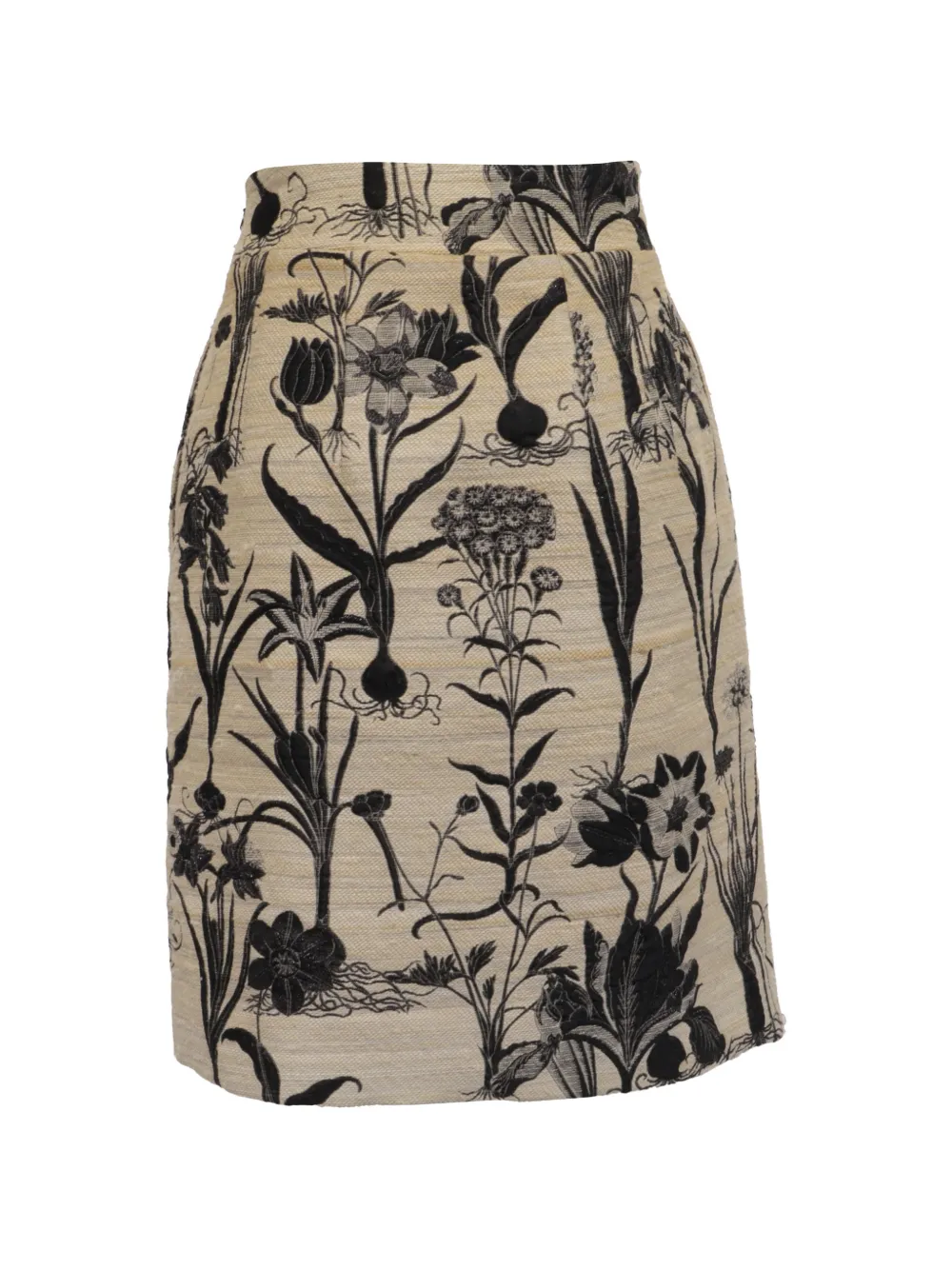 Pre-owned Oscar De La Renta Floral-print Mini Skirt In Neutral