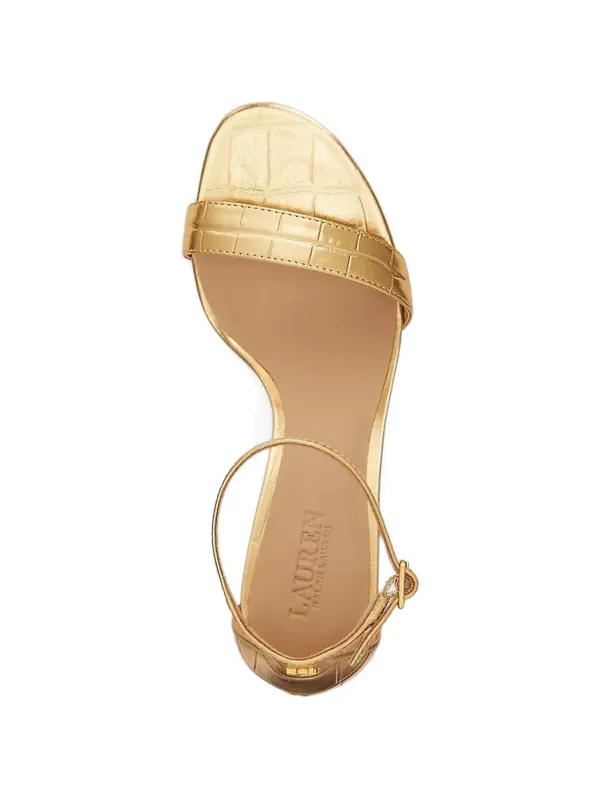 LAUREN RALPH LAUREN ゴールド ローファー EU 38.5 Lauren Ralph Lauren Allie Embossed Sandals | Gold | FARFETCH